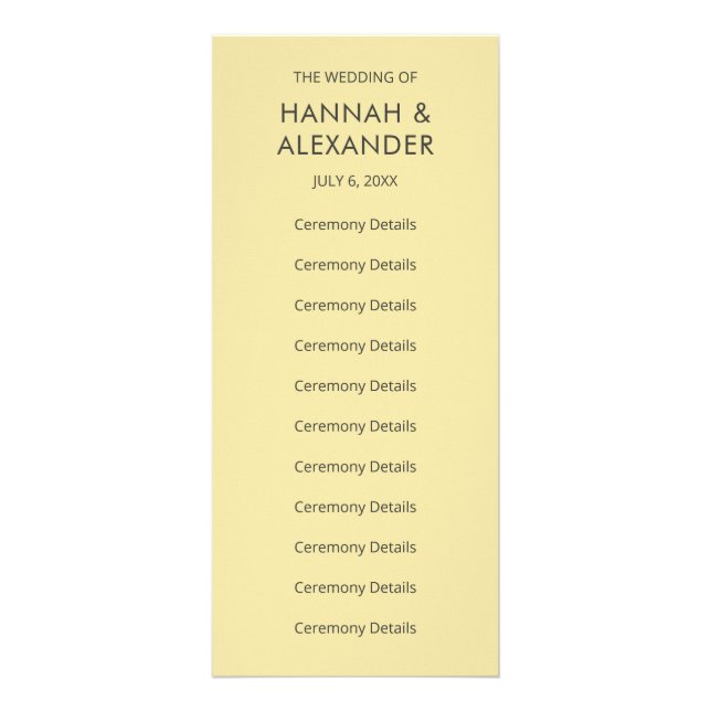 Island Citrus Yellow Wedding Program Werbekarte (Vorne)