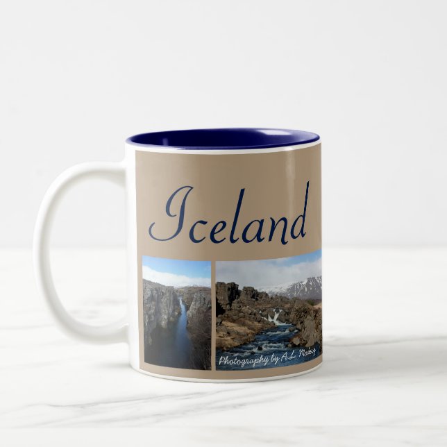 Island-Collage Zweifarbige Tasse (Links)