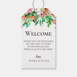 Island Coral Botanical Wedding Welcome Bag Geschenkanhänger