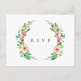 Island Coral Floral Wedding RSVP Song Request Einladungspostkarte