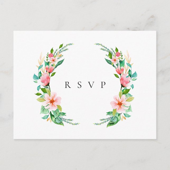 Island Coral Floral Wedding RSVP Song Request Einladungspostkarte (Vorderseite)