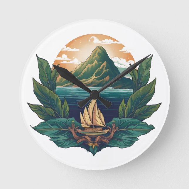 Island Dreams - The Caribbean Friends Collection Runde Wanduhr (Vorderseite)