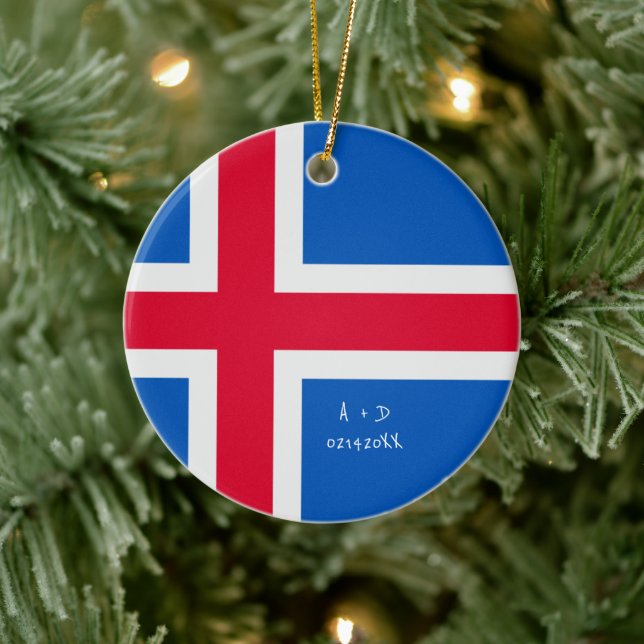 Island-Flag für benutzerdefinierte Meldung Keramik Ornament (Baum)