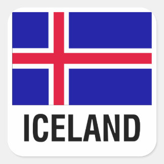 ISLAND-FLAG QUADRATISCHER AUFKLEBER