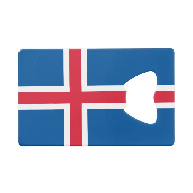 Island-Flagge Geldbeutel Flaschenöffner (Vorderseite (Horizontal))
