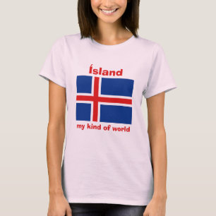 Island-Flagge + Karte + Text-T - Shirt