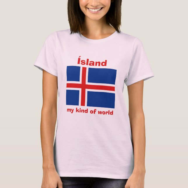 Island-Flagge + Karte + Text-T - Shirt (Vorderseite)