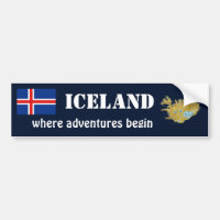 Island-Flagge + Karten-Autoaufkleber