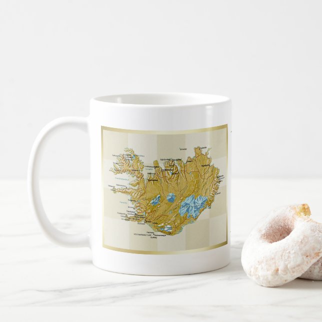 Island-Flagge + Karten-Tasse Kaffeetasse (Mit Donut)