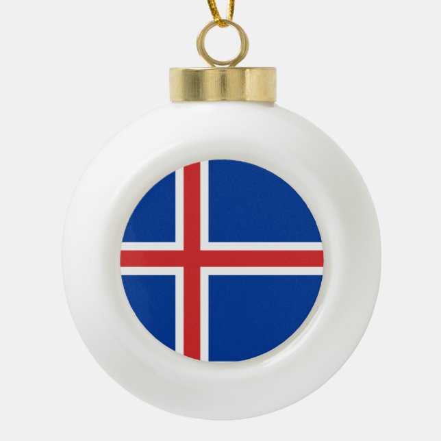 Island-Flagge Keramik Kugel-Ornament (Vorderseite)
