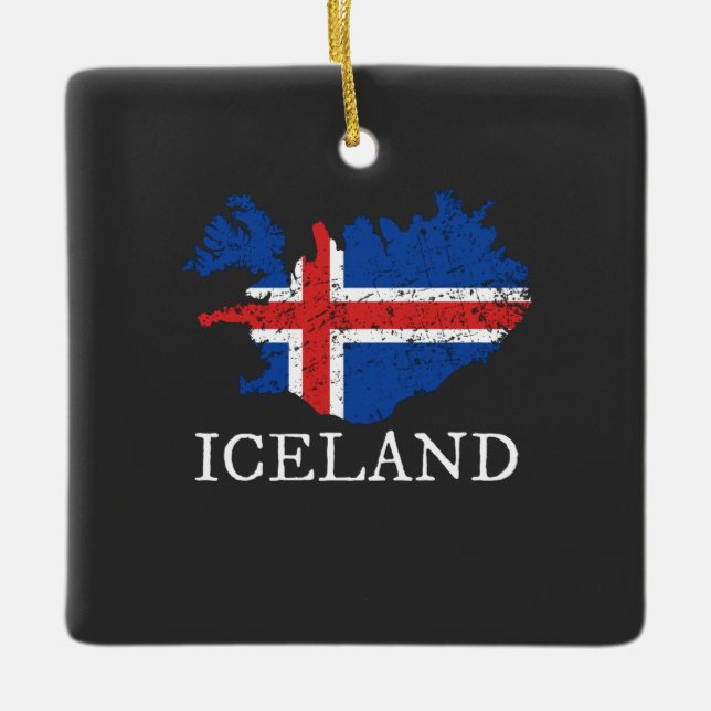 Island-Flagge Keramikornament (Vorderseite)