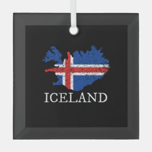 Island-Flagge Ornament Aus Glas
