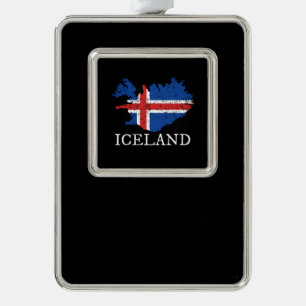 Island-Flagge Rahmen-Ornament Silber