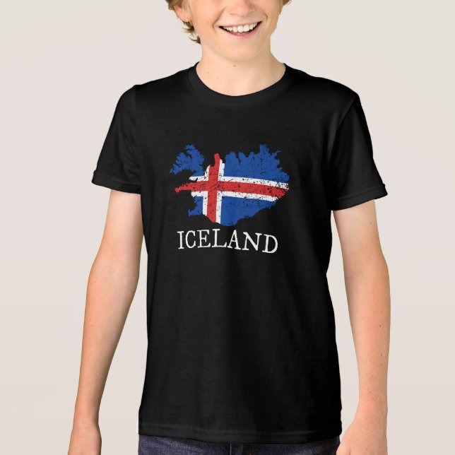 Island-Flagge Tri-Blend Shirt (Vorderseite)