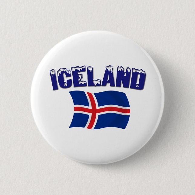 Island-Flagge (w/inscription) Button (Vorderseite)