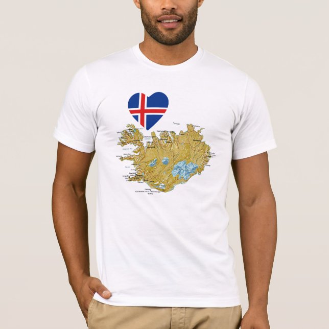 Island-Flaggen-Herz und Karten-T - Shirt (Vorderseite)