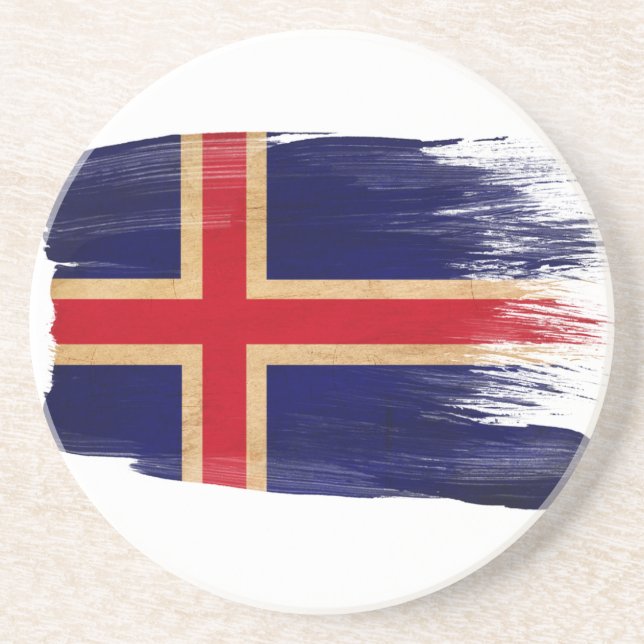 Island-Flaggen-Untersetzer Sandstein Untersetzer (Vorne)