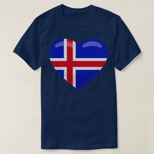 Island-Flaggenherz T-Shirt (Design vorne)