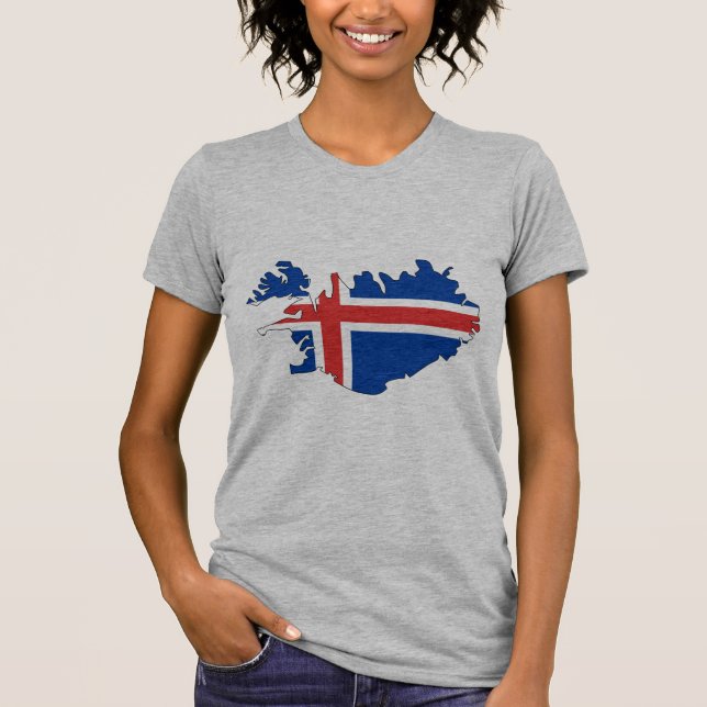 Island-Flaggenkarte T-Shirt (Vorderseite)