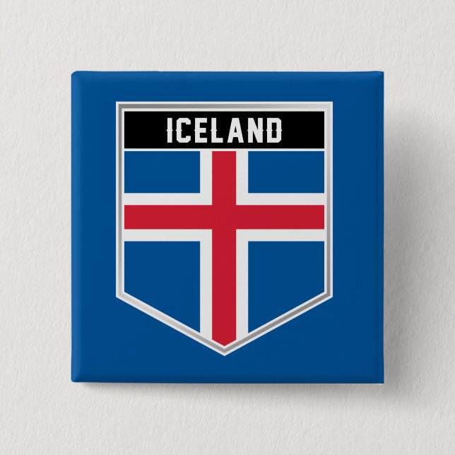 Island-Flaggenschild Button (Vorderseite)