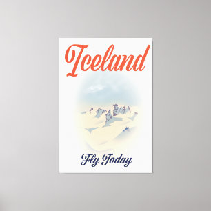 Island "Fliegen Sie heute" Vintage-Reiseplakat Leinwanddruck