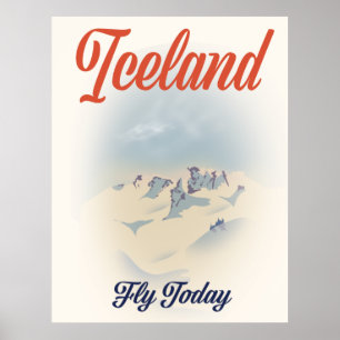 Island "Fliegen Sie Heute" Vintage-Reiseposter Poster