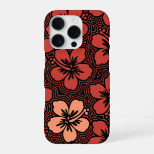 Island Floral Hawaiianischer roter Hibiskus Pinstr iPhone 16 Pro Hülle
