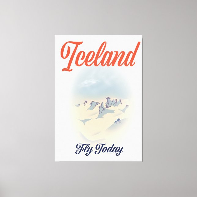 Island "Fly Today" Vintage Reiseplakat Leinwanddruck (Vorderseite)