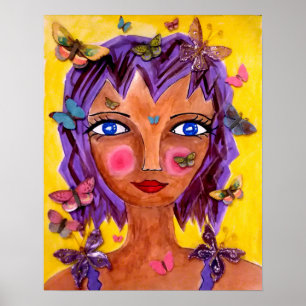 Island Girl mit Schmetterlings-Poster Poster