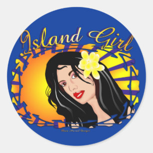 Island Girl Runder Aufkleber