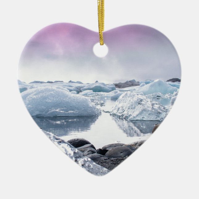 Island-Gletscher-Lagune Keramik Ornament (Vorne)