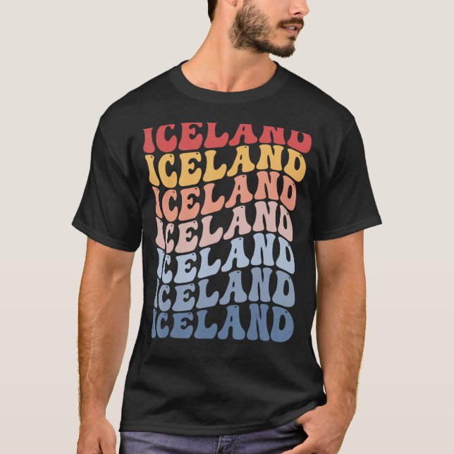 Island Groovy Retro Icelander T-Shirt (Vorderseite)