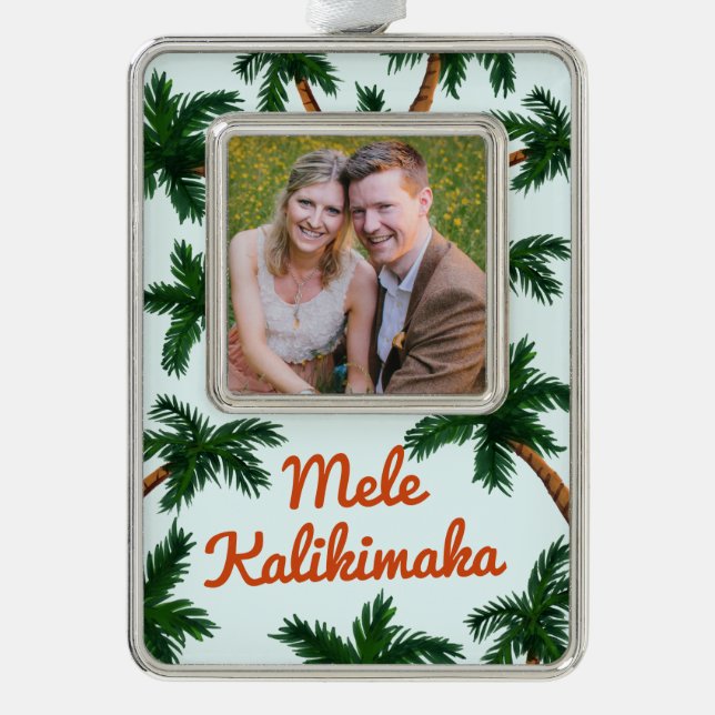 Island Gruß Holiday Foto Rahmen-Ornament Silber (Vorderseite)