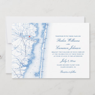 Island Heights New Jersey Karte Elegante Marine We