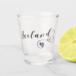 Island Herz, isländische Flagge Schnapsglas