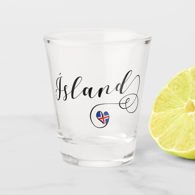 Island - Herzenflagge Schnapsglas (Vorderseite)