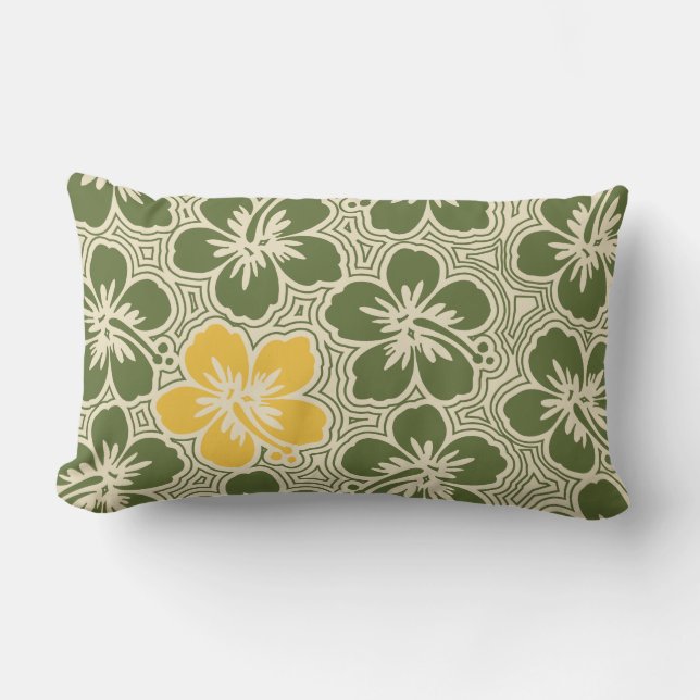 Island Hibisken Hawaiian Reversible Lumbar Pillow Lendenkissen (Vorderseite)