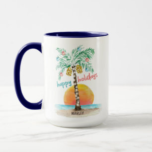 Island Holiday Tropical Beach Palm Tree Weihnachte Tasse