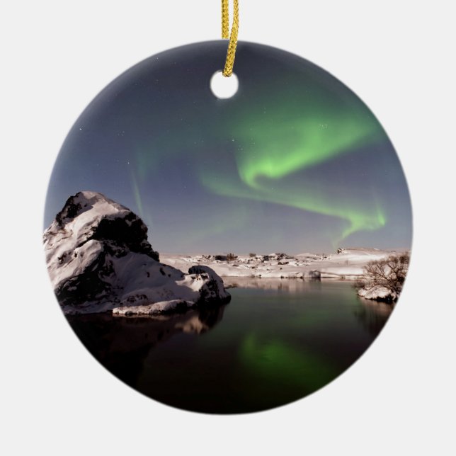 Island im Winter Keramikornament (Vorne)