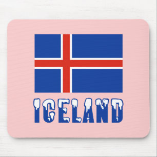 Island in schneebedeckten Buchstaben und isländisc Mousepad