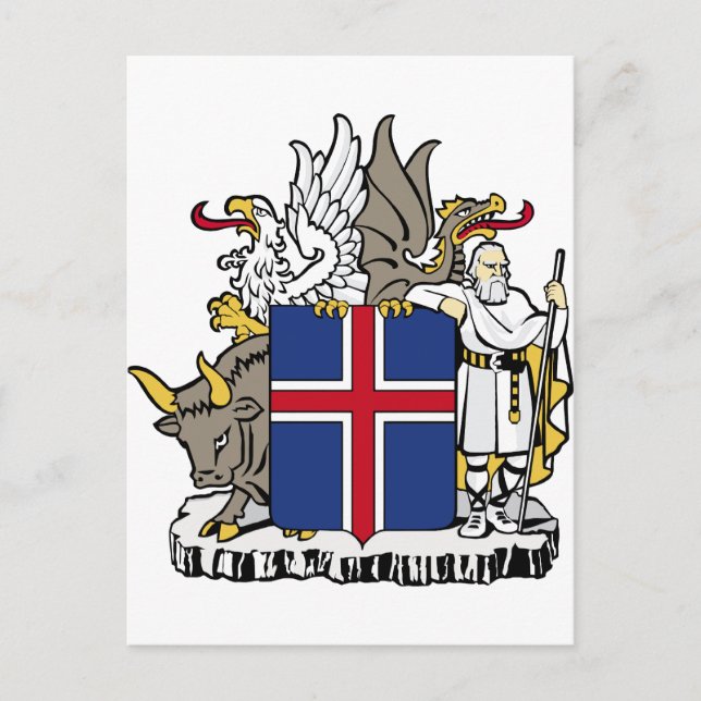 Island IS Ísland Wappen Postkarte (Vorderseite)