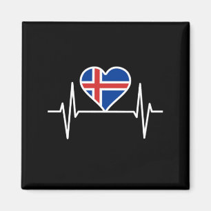 Island - Island Flagge Herzschlag Magnet