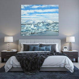 Island Island Gletscherlagune und Schneebedeckte B Leinwanddruck