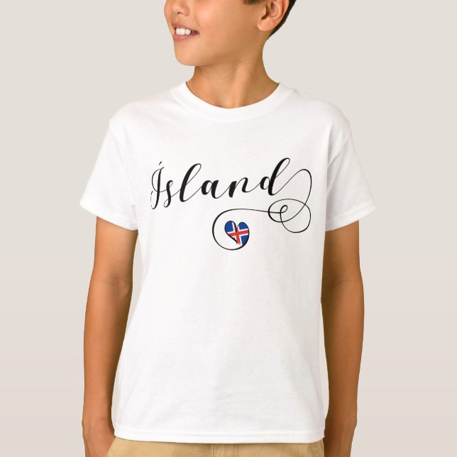 Ísland, Island Herz T - Shirt (Vorderseite)