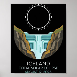 Island Island Total Sonnenfinsternis 2026 Himmelse Poster