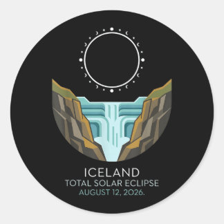 Island Island Total Sonnenfinsternis 2026 Himmelse Runder Aufkleber