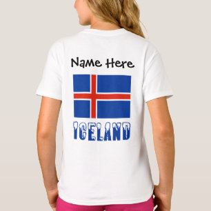 Island Isländische Flagge Schwarz Personalisierung T-Shirt