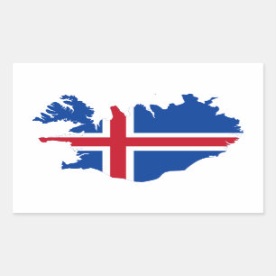 Island IST Ísland Flaggenkarte Rechteckiger Aufkleber