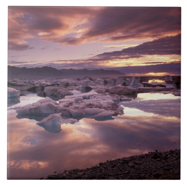 Island, Jokulsarlon Lagoon, Landschaft Fliese (Vorderseite)