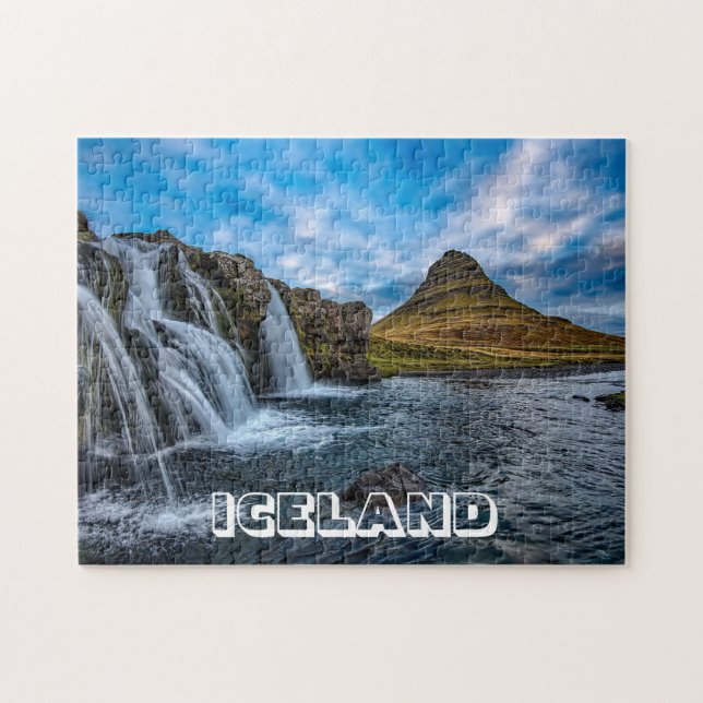 Island | Kirkjufell Berg mit Wasserfällen Puzzle (Horizontal)